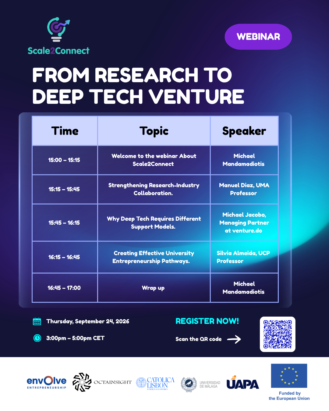 From Research to Deep Tech Venture — Webinar agenda